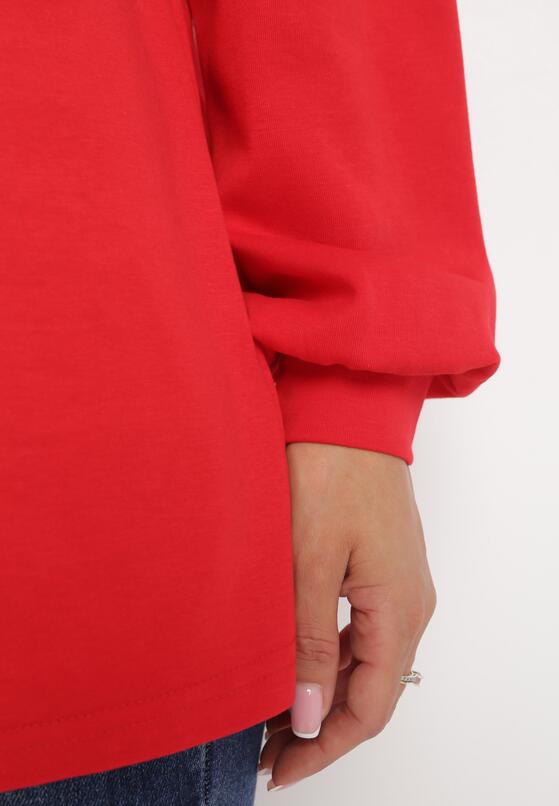 Czerwona Klasyczna Bawełniana Bluza Oversize z Okrągłym Dekoltem i Długim Rękawem ze Ściągaczem Tylera 5