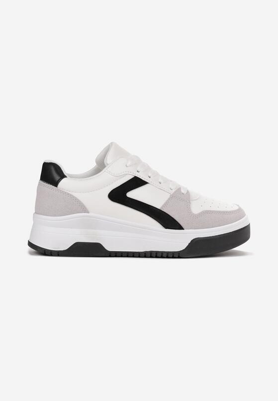 Białe Sznurowane Sneakersy na Grubej Podeszwie z Ozdobnymi Przeszyciami Alseana 3