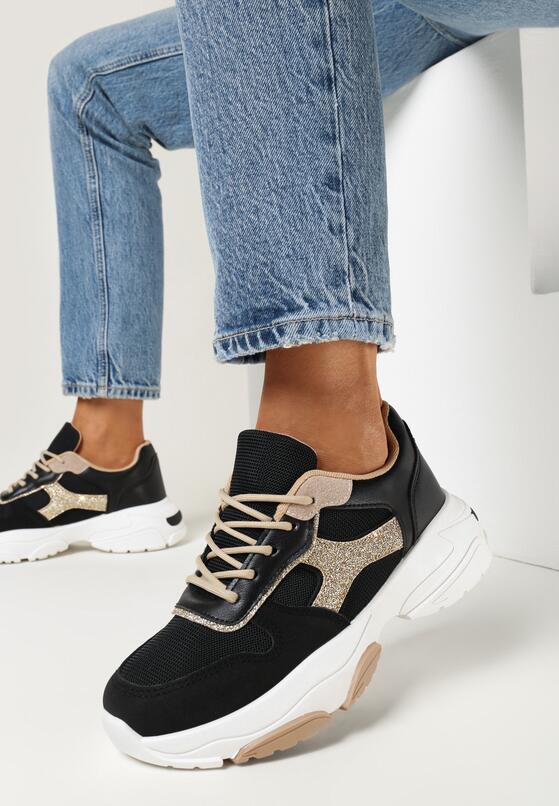 Czarne Sneakersy na Grubej Podeszwie Angusta 1