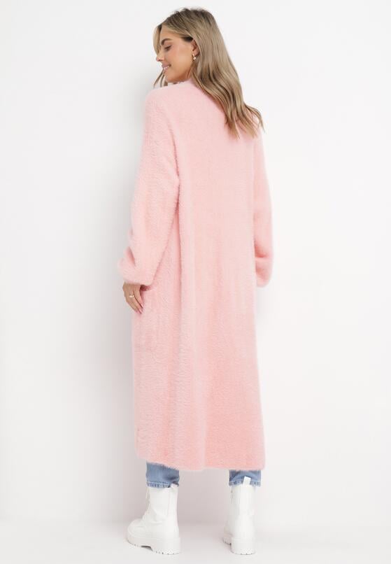 Różowy Puchaty Kardigan Niezapinany Anders 3