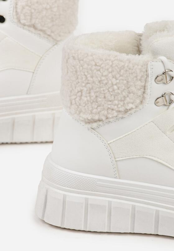 Białe Botki na Platformie z Futerkiem Dorcva 7