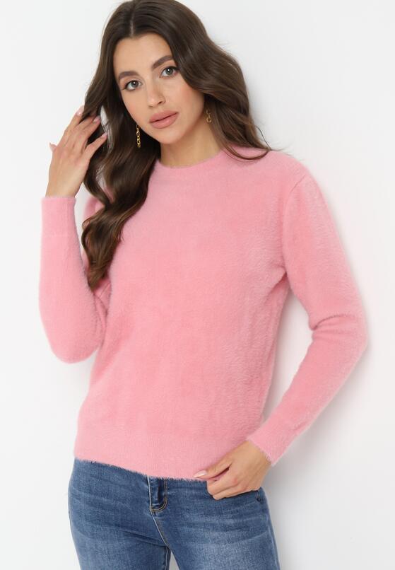 Różowy Puchaty Sweter Wełniany Helmintts 4