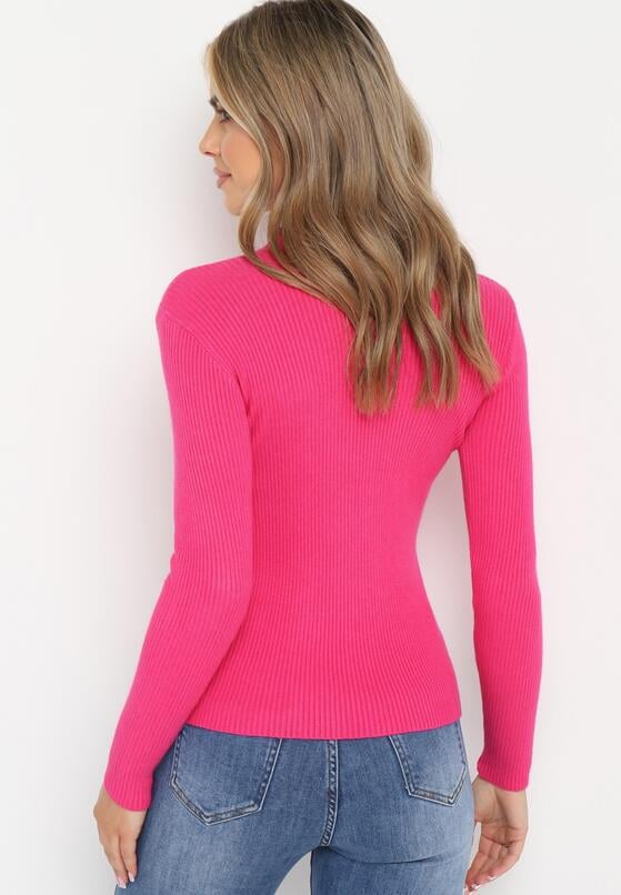 Różowy Sweter z Golfem z Ozdobnym Wycięciem Essine 3