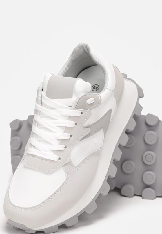 Białe Sneakersy na Grubej Podeszwie Minba 5