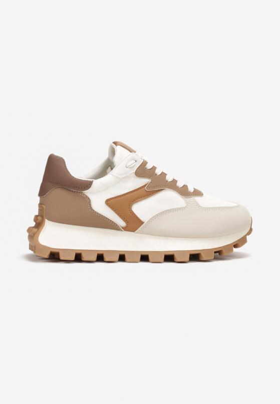 Beżowo-Brązowe Sneakersy na Grubej Podeszwie Minba 3