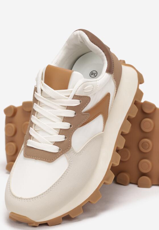 Beżowo-Brązowe Sneakersy na Grubej Podeszwie Minba 5