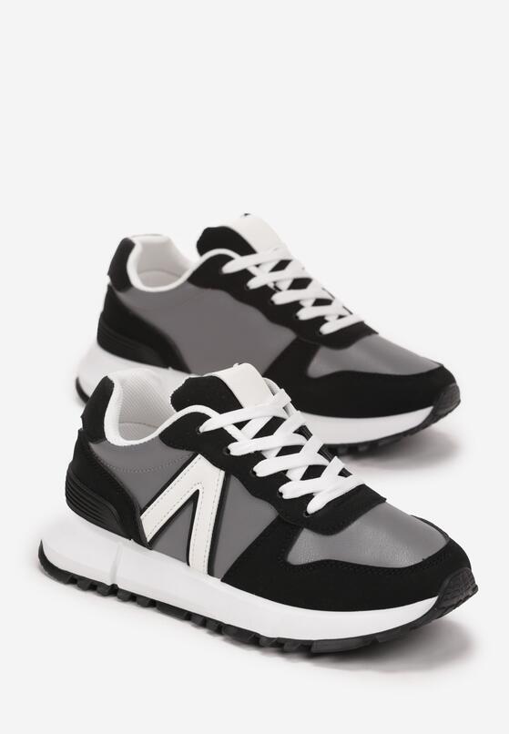 Czarne Sneakersy Ozdobione Wstawkami Anguethan 4