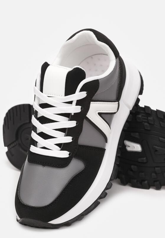 Czarne Sneakersy Ozdobione Wstawkami Anguethan 5