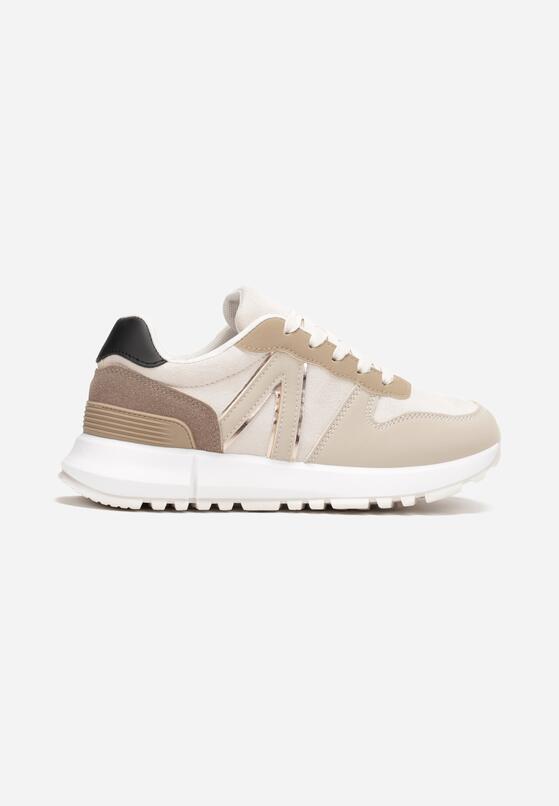 Beżowe Sneakersy Ozdobione Wstawkami Anguethan 3