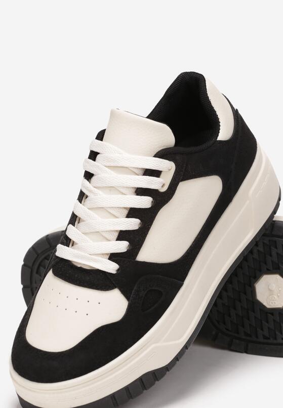 Beżowo-Czarne Sneakersy na Platformie z Perforacją Wansa 5