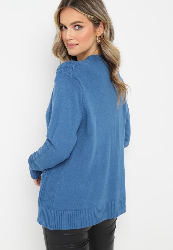 Niebieski Kardigan z Warkoczykowym Splotem Marianns 3