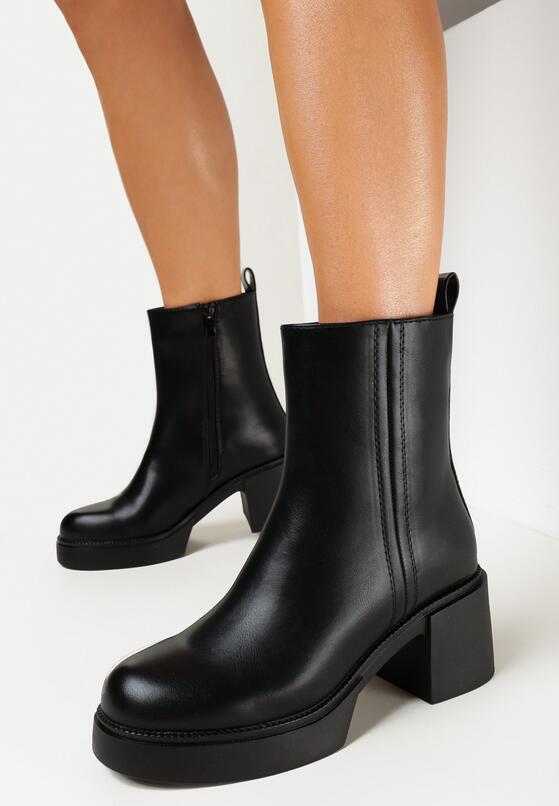 Czarne Botki na Słupku i Niskiej Platformie Argaca 1