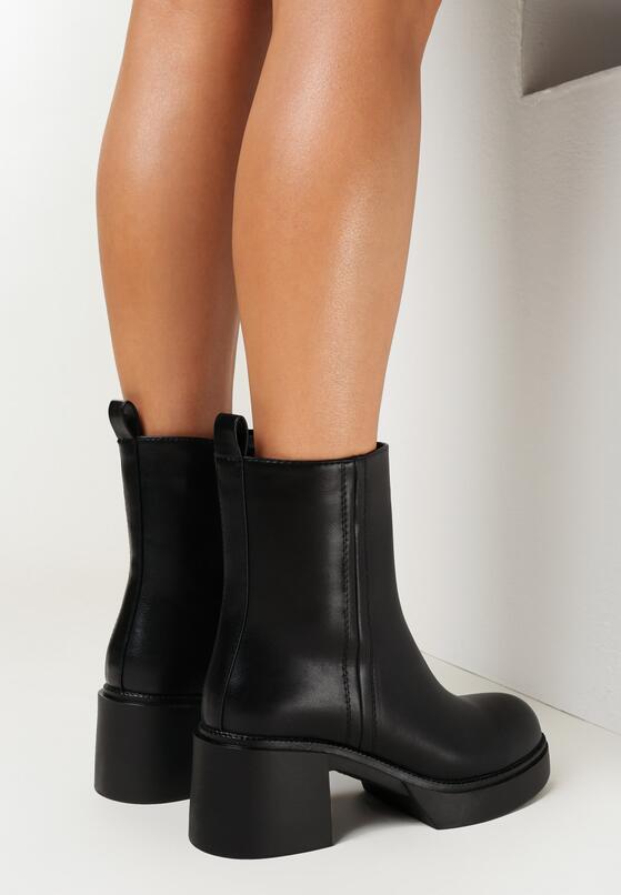 Czarne Botki na Słupku i Niskiej Platformie Argaca 2