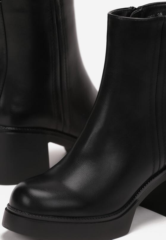 Czarne Botki na Słupku i Niskiej Platformie Argaca 5