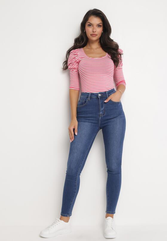 Niebieskie Jeansy Skinny z Wysokim Stanem Endellion 2