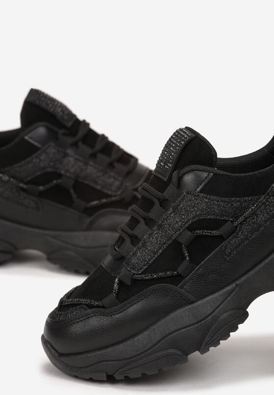 Czarne Sneakersy Ozdobione Sznurkiem z Cyrkoniami Miriares 5
