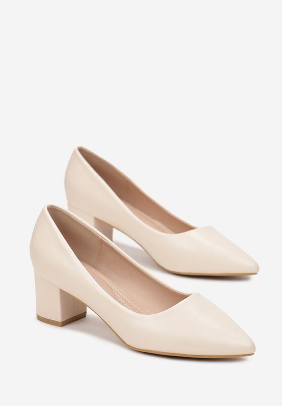 Beżowe Czółenka ze Szpiczastym Noskiem z Imitacji Skóry Donilles 4