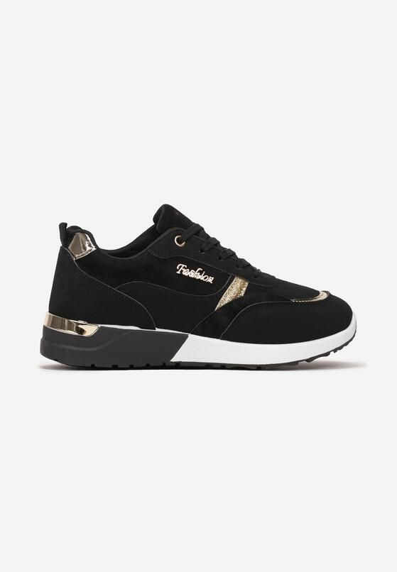 Czarne Sneakersy Ozdobione Brokatem Nephela 3