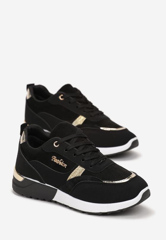 Czarne Sneakersy Ozdobione Brokatem Nephela 4