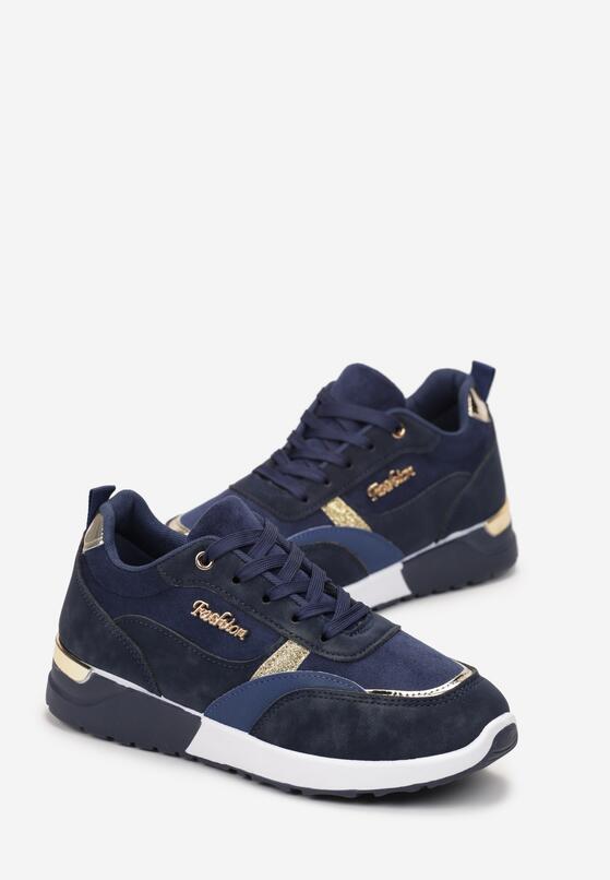 Granatowe Sneakersy Ozdobione Brokatem Nephela 4
