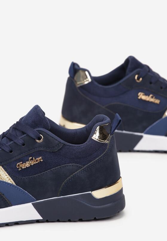 Granatowe Sneakersy Ozdobione Brokatem Nephela 5