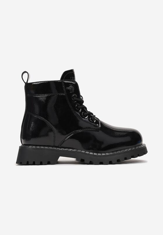 Czarne Lakierowane Botki Workery Masikane 1