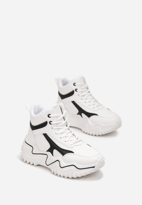 Białe Sznurowane Sneakersy na Masywnej Podeszwie Sligga 4