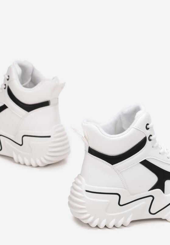 Białe Sznurowane Sneakersy na Masywnej Podeszwie Sligga 5
