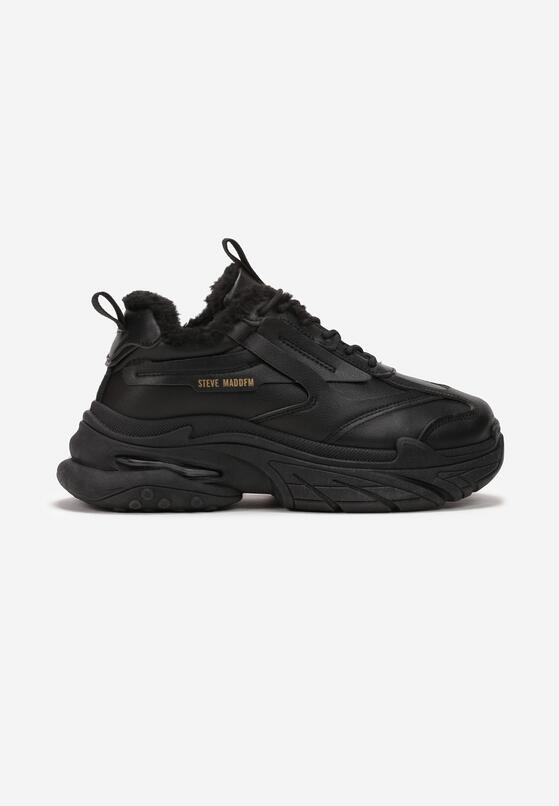 Czarne Sneakersy na Grubej Podeszwie Ocieplone Sztucznym Futerkiem Morla 3