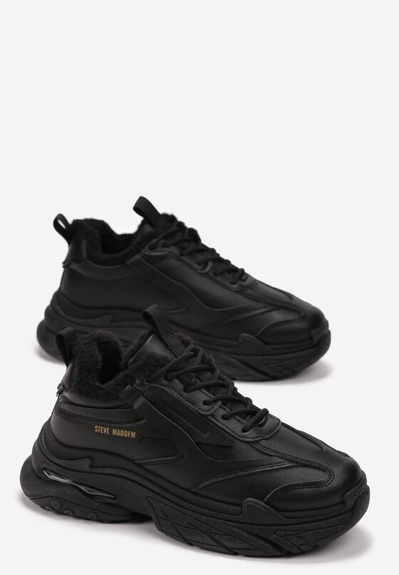 Czarne Sneakersy na Grubej Podeszwie Ocieplone Sztucznym Futerkiem Morla 4