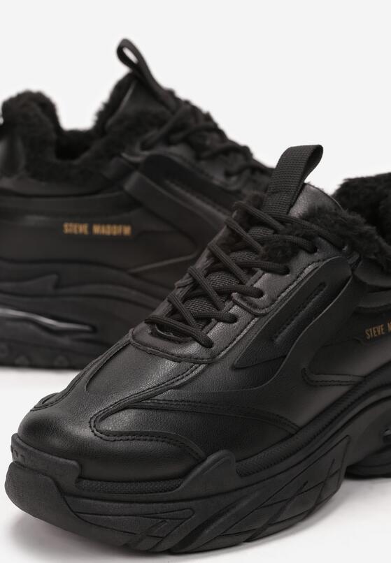 Czarne Sneakersy na Grubej Podeszwie Ocieplone Sztucznym Futerkiem Morla 5