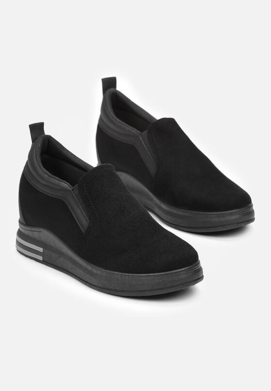 Czarne Sneakersy na Ukrytej Koturnie Aranella 4