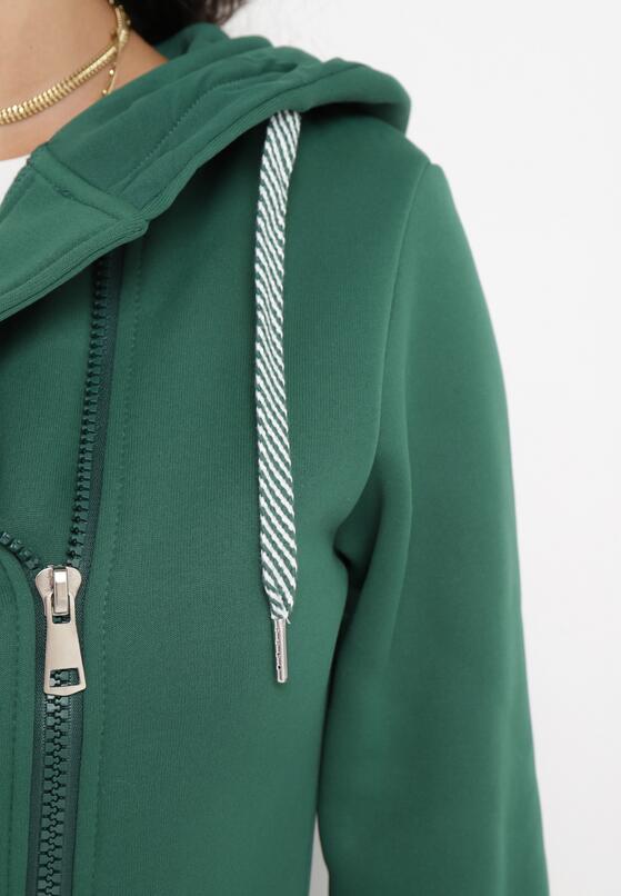 Zielona Ocieplona Bluza z Asymetrycznym Suwakiem i Kapturem Rivana 5