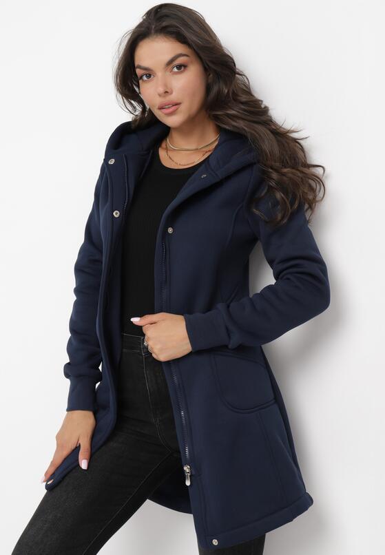 Granatowa Ocieplona Bluza z Kapturem Celenia 2