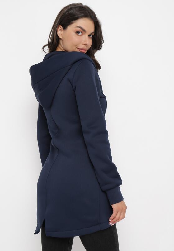 Granatowa Ocieplona Bluza z Kapturem Celenia 3