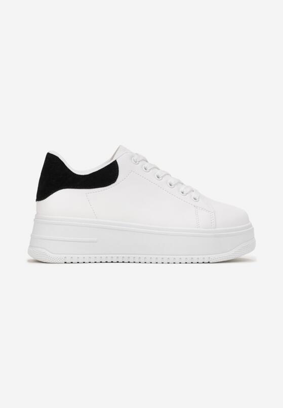 Biało-Czarne Sneakersy przed Kostkę na Platformie Semirane 3