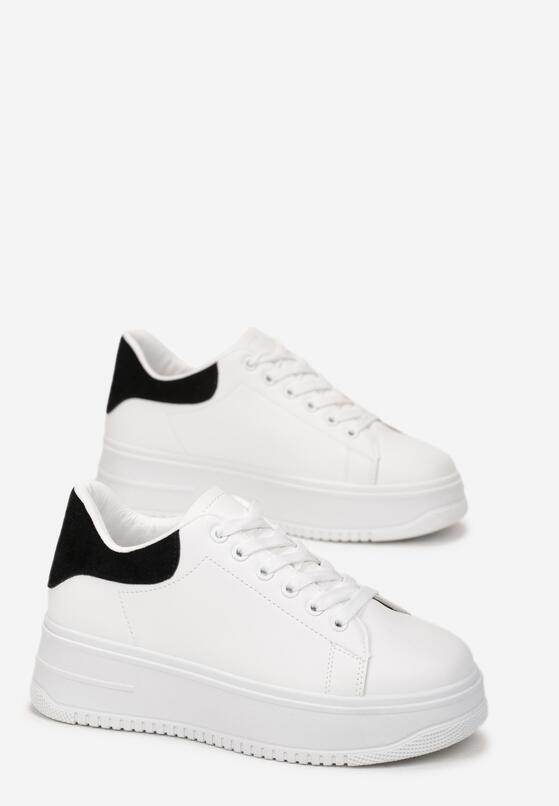 Biało-Czarne Sneakersy przed Kostkę na Platformie Semirane 4