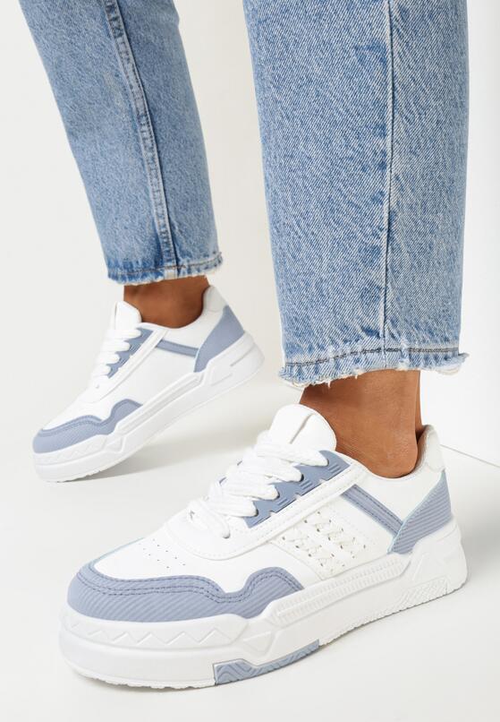Biało-Niebieskie Sneakersy na Platformie Faelindra 1