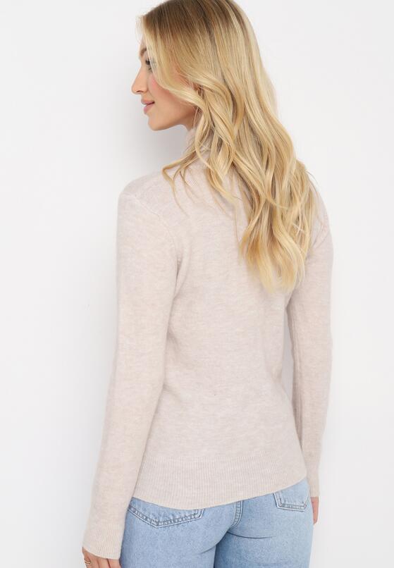 Jasnobeżowy Jednolity Golf z Długim Rękawem i Ściągaczami Kokolle 3