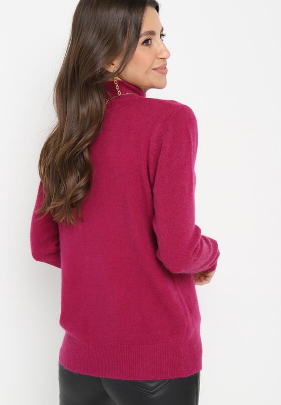 Ciemnofioletowy Klasyczny Sweter Golf ze Ściągaczami na Rękawach Cunna 3