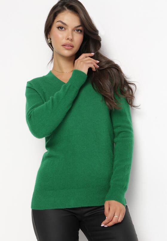 Zielony Sweter z Miękkiej Dzianiny Olissa 2