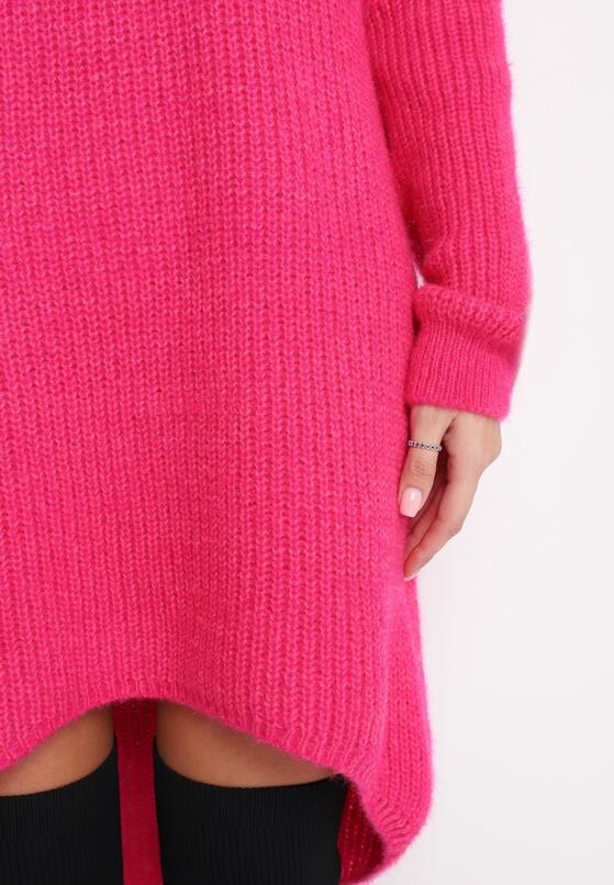 Fuksjowa Luźna Sukienka Sweterkowa Vaelia 5