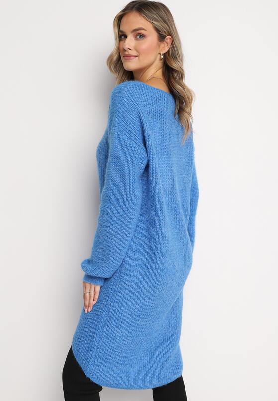 Niebieska Luźna Sukienka Sweterkowa Vaelia 3