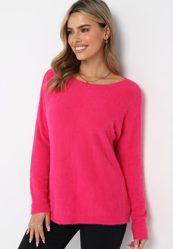 Fuksjowy Sweter z Rękawami o Kroju Nietoperz Halis 2