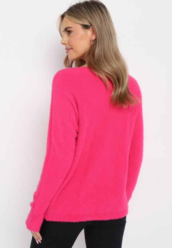 Fuksjowy Sweter z Rękawami o Kroju Nietoperz Halis 3