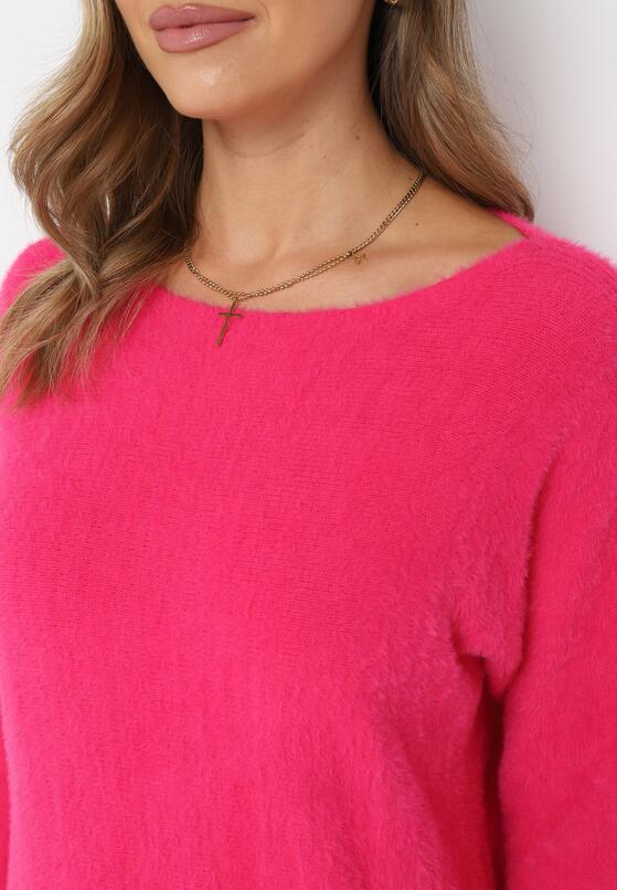 Fuksjowy Sweter z Rękawami o Kroju Nietoperz Halis 5