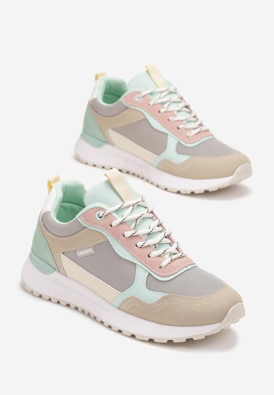 Beżowo-Zielone Sneakersy z Protektorem Santiloa 4