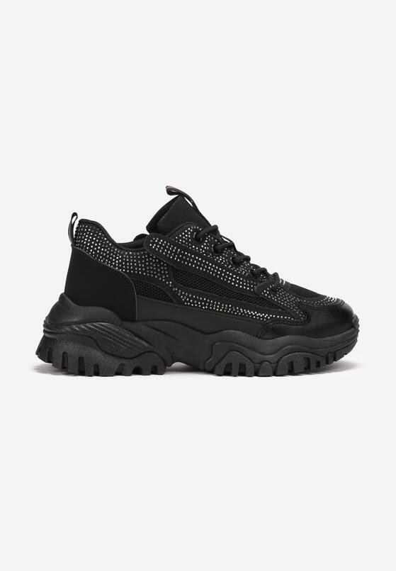 Czarne Sneakersy na Grubej Podeszwie w Cyrkonie Incolea 3