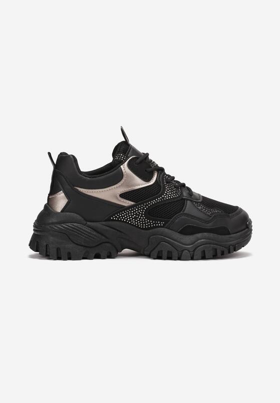 Czarne Sneakersy w Cyrkonie na Grubej Podeszwie Daniattas 3