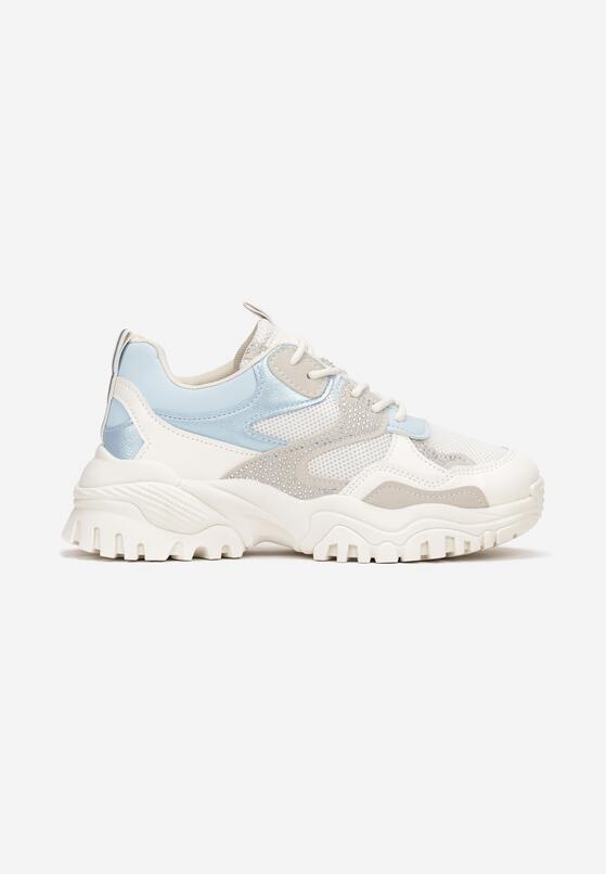 Biało-Niebieskie Sneakersy w Cyrkonie na Grubej Podeszwie Daniattas 3